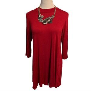 Luxe Red 3/4 Sleeve Mini Dress Sz L
